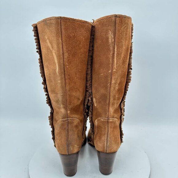 Frye Women Size 6M Rust Brown Bella Flower Suede Pull On Heel Pump Boot - Picture 5 of 13